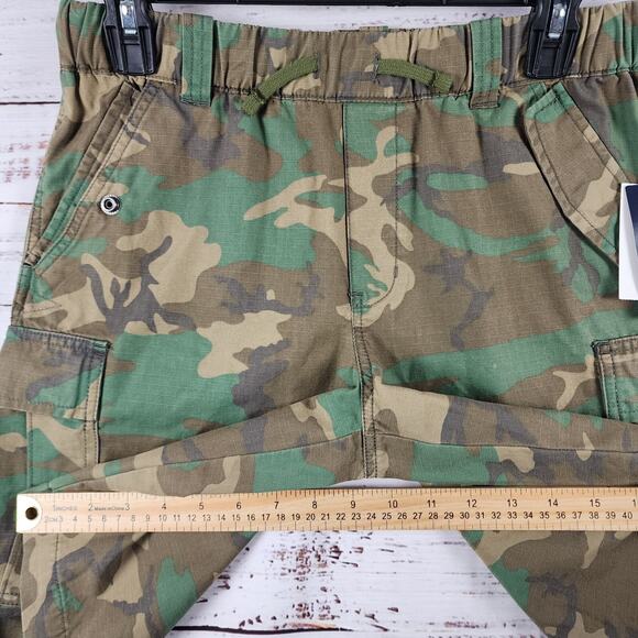NWT Polo Ralph Lauren Cargo Shorts Youth 18 Camo Green Ripstop Cotton Drawstring - Picture 7 of 9
